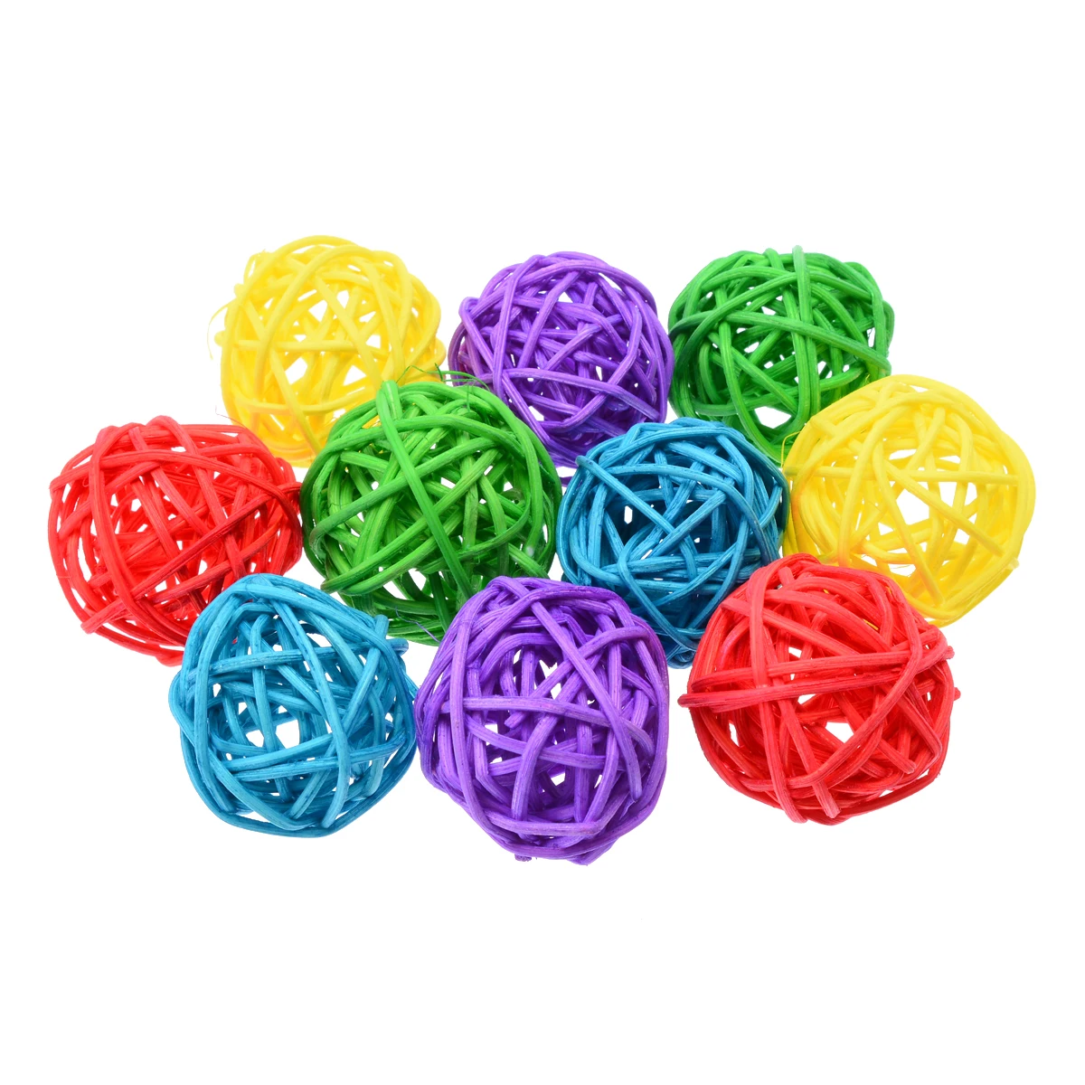 10pcs 3 cm Bird Rattan Ball Chewing Preening Toy For Parrot Budgie Parakeet Cockatiel Interactive Bite Play Toys