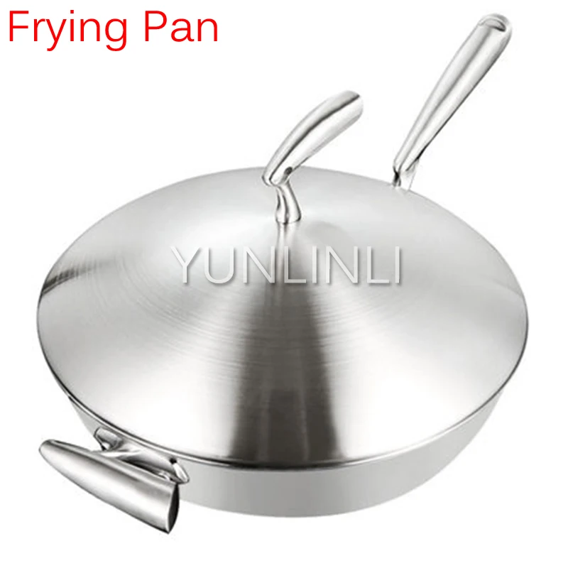 304 Stainless steel Frying Pan Uncoated & Non Stick Pan Household 32cm