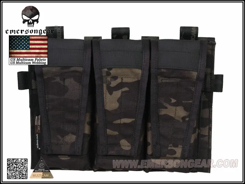 Emerson Triple Magzine Pouch For AVS vest Military Hunting Equipment Multicam Black EM9030MCBK