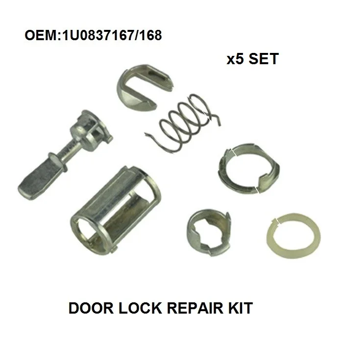 x5 Set Door Lock Cylinder Repair Kit For VW Mk4 Golf 4 Bora Front Left