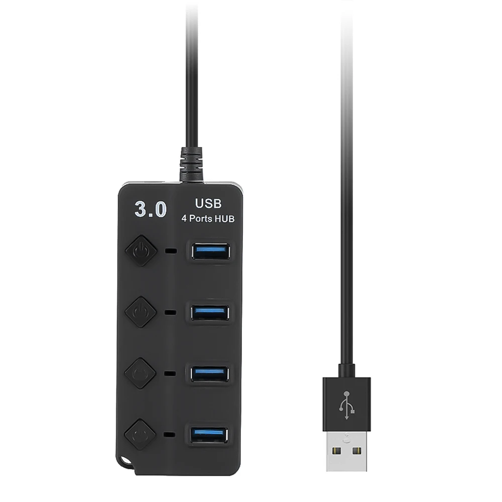 Для ноутбука MacBook PC без EU/US зарядное устройство с адаптером USB Hub 3,0 High Скорость 4/7 Порты и разъёмы USB 3,0 концентратор Splitter включения/выключения - Цвет: 4 Ports USB Hub