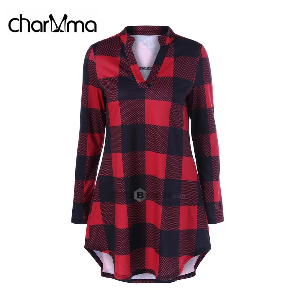 LANGSTAR Striped Long Sleeve Female Shirt Autumn V Neck Long Big Size T Shirt Women Casual