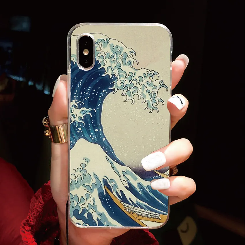 Yazhyuje чехол для One Plus 6 6T чехлы для айфонов 5 5T X 3 3 т, наборами по 2 один чехол-накладка с рисунком волна Искусство Японский силиконовый чехол-накладка из мягкого ТПУ сотовый Чехол для телефона