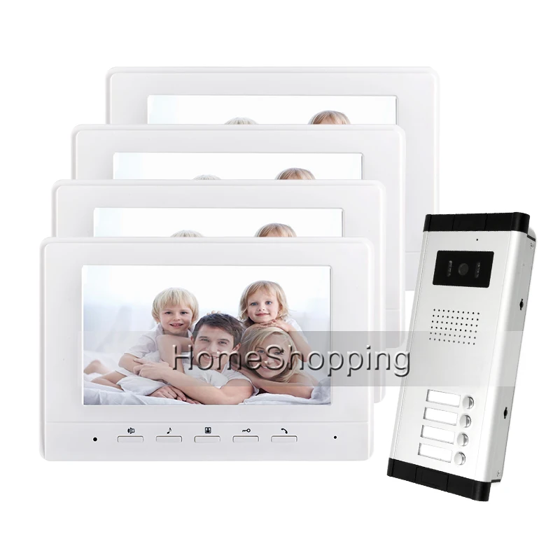FREE SHIPPING Brand 7 Color Video font b Door b font Phone Intercom System 4 Monitors