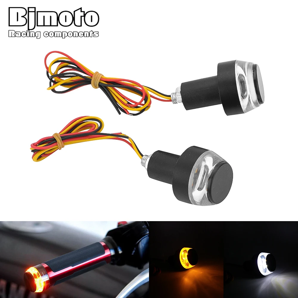 2pcs CNC Motorcycle 22mm Handlebar LED Handle Bar End Indicator Grip