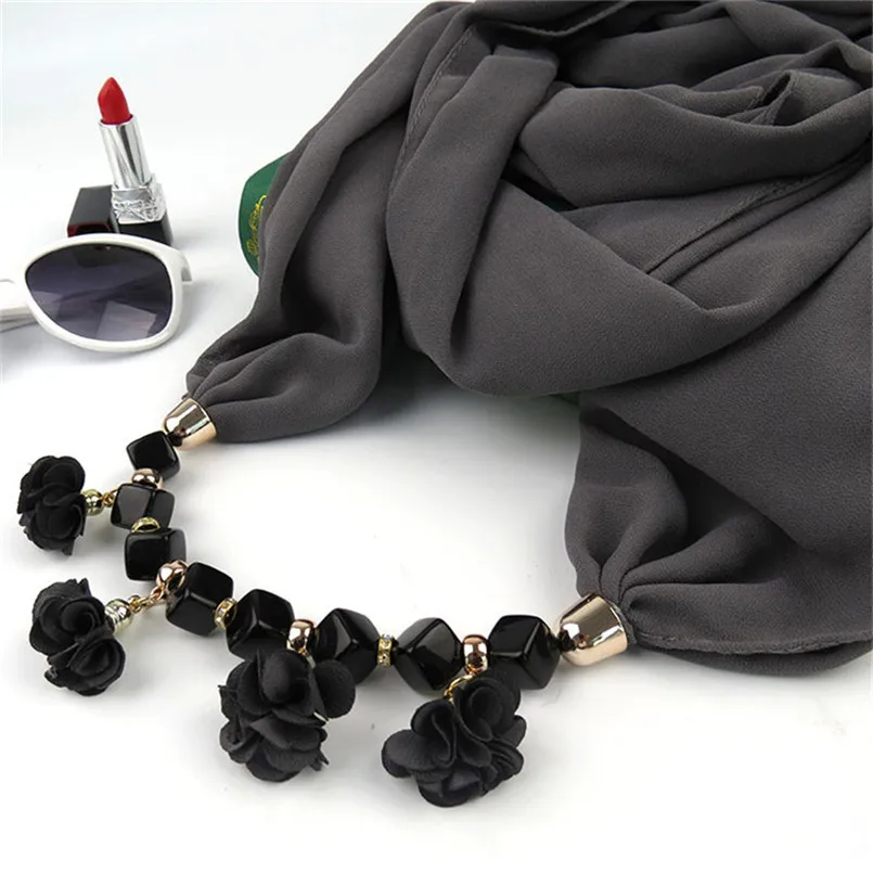 Olaru Bohemia, модный мусульманский шарф, ожерелье, бусы, цветок, Длинная подвеска, женские ожерелья с кисточками, новые массивные ювелирные изделия - Окраска металла: color10