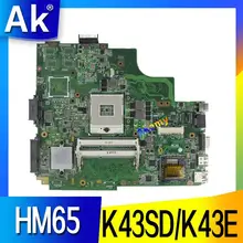 AK K43SD/K43E Laptop motherboard for ASUS K43E K43SD A43E P43E Test original mainboard HM65