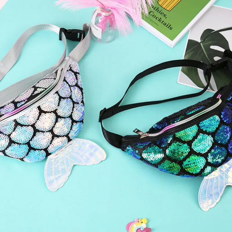 Fashion Women Waist Bags Belt Bag Sequins Mermaid Waist Pouch Fanny
