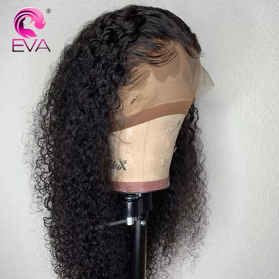 Волосы Eva 13x6 человеческие волосы на кружеве парики предварительно сорванные с волосами младенца 150% плотность бразильские волосы remy Вьющиеся парики на сетке для женщин