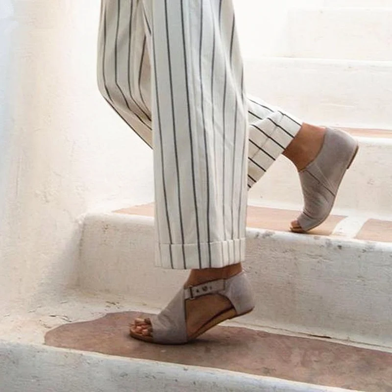 

Oeak Womens Flatform Sandals Fashion Fish Mouth Rome Beach Buckle Strap Sandals Women's Buckle Strap Roman Sandals