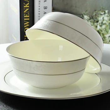 

Japense Circular Ceramic Bowl White 6 Inch Big Soup Bowl Creative Cuisine Bowl Salad Bowl Family Hotel Tableware