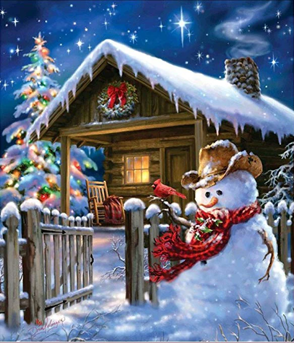 Snowman Full Square Diy 5D Snow House Diamond Painting Cross Stitch Embroidery Mosaic Home Decor | Дом и сад