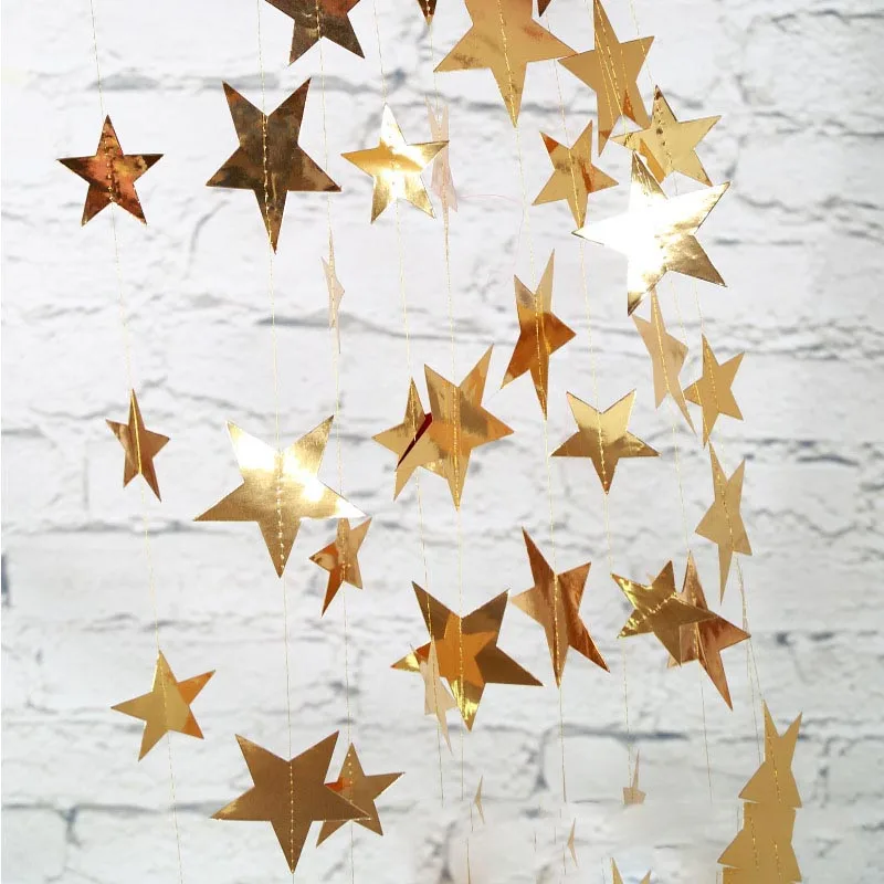 

New Creative Paper Garland Strings Gold Silver Star Garland Wedding Party Birthday Baby Shower Hanging Decoration