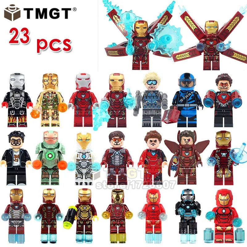 

TMGT 20PCS/LOT Avengers Infinity War Golden Iron Man Tony Stark Marvel Super Heroes Model Building Blocks Children Gift