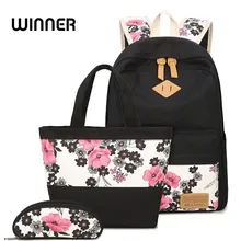 2017 neue Große Kapazität Leinwand Frauen Rucksack Set Casual Pflaume Blosso Druck Studenten Jugendliche Mädchen für Schulter Kasten Tasche Bleistift