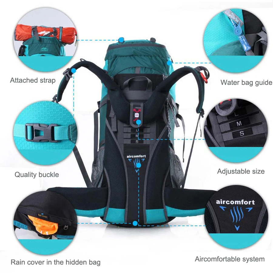 Топ 80L 70L 60L походный рюкзак для кемпинга, походов, альпинизма, спорта на открытом воздухе, путешествий, рюкзак, водонепроницаемый дождевик
