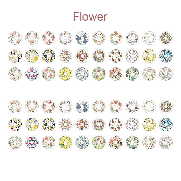 Японский винтажный акварельный круглый защитный стикер для дырочек, блокнот, бумага для подкрепления, сделай сам, стикер, дневник, аксессуары - Цвет: Flower