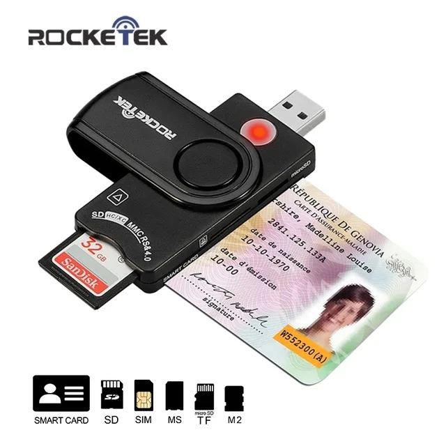 Rocketek Usb RT-SCR10 чтения карт памяти адаптера же время читать 2 карты для SD/TF Micro SD ноутбук аксессуары