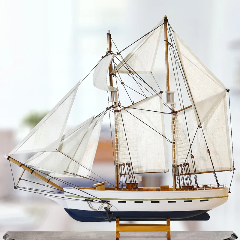 

Mediterranean Wooden Simulation American Sailing Model Ornaments Large Solid Wood Craft Ship Sailboat Wooden Boat Manual Craft