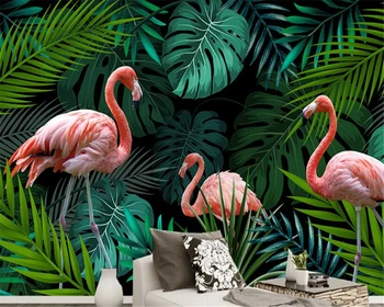 

beibehang papier peint mural 3d Nordic abstract flamingo behang banana leaf photo wallpaper background wallpaper for kids room