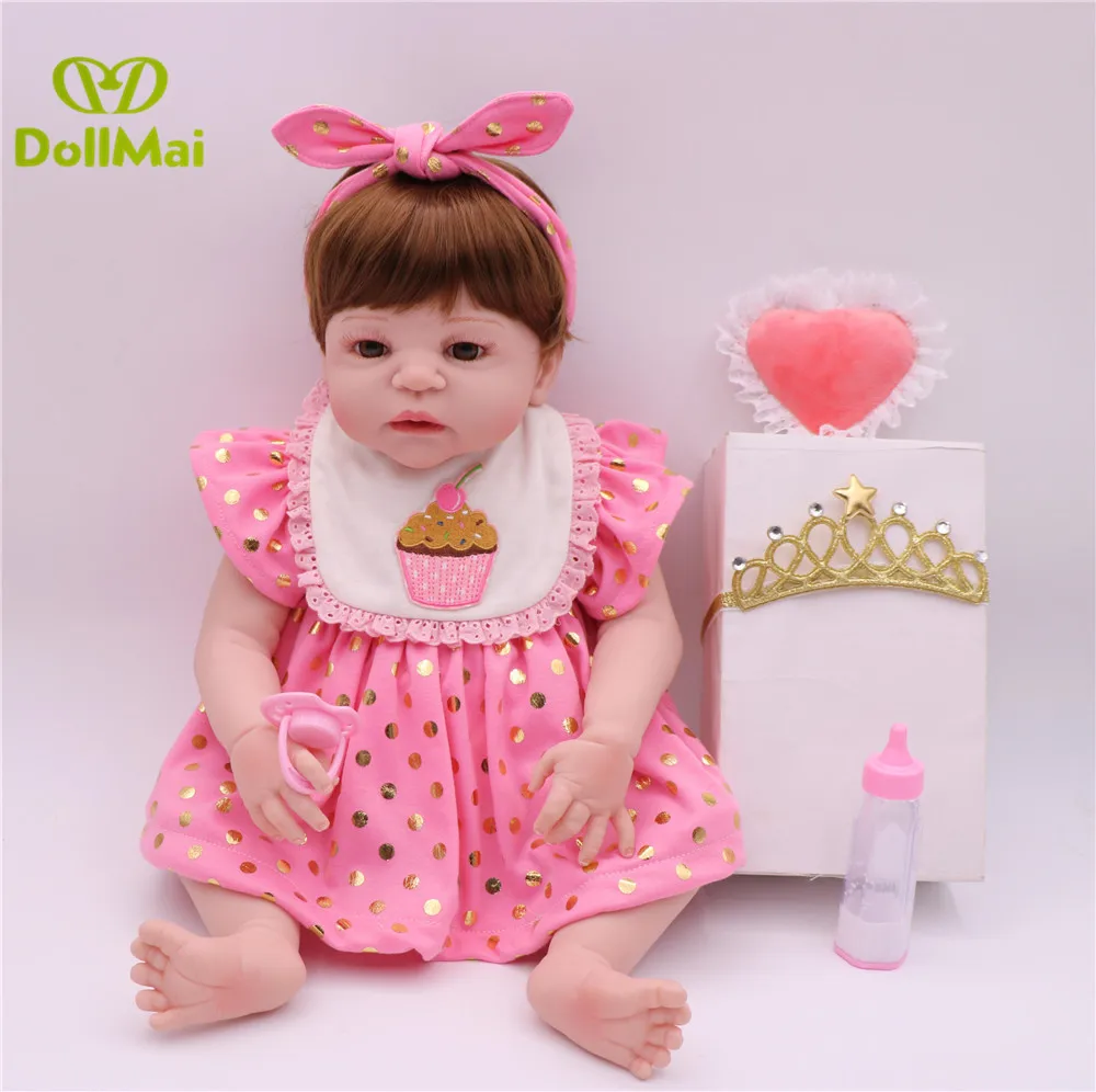 

DollMai bebe silicone reborn baby dolls 22inch real doll newborn girl baby alive can bathe children gift toy doll