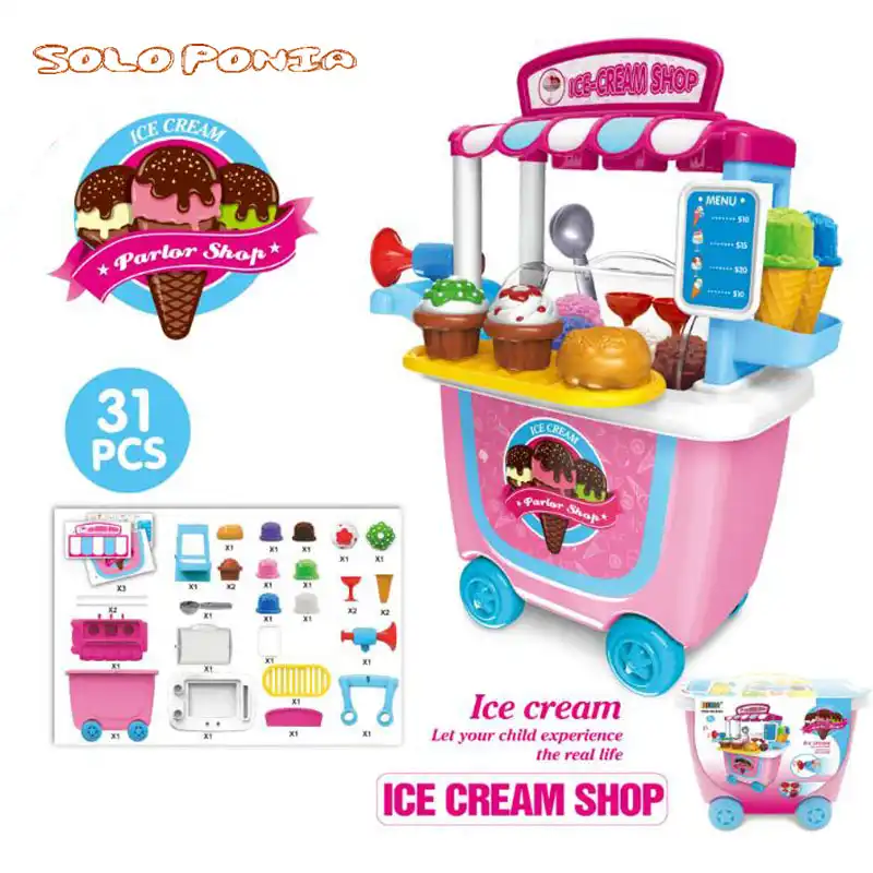 Miniature Cart Ice Cream Dessert Lollipop Baby Kitchen Pretend