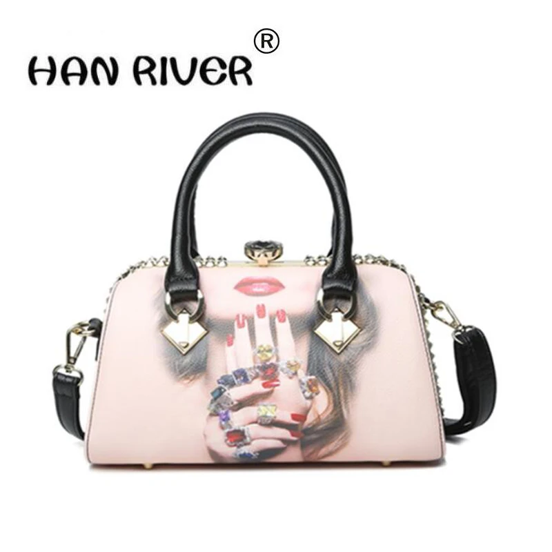 

European and American print female bag new personality fashion 100 handbag set with a single shoulder bag lock