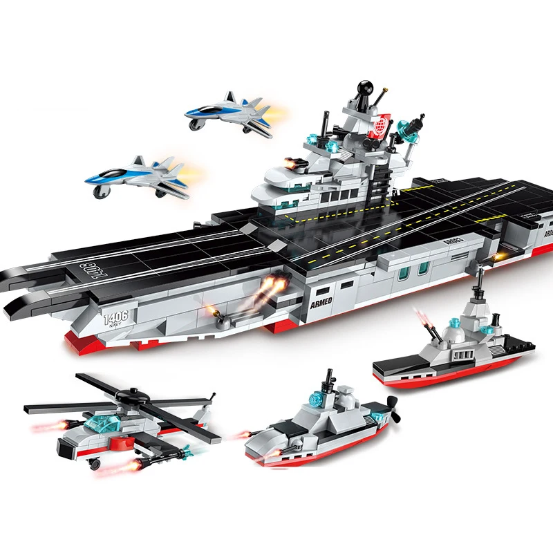 643Pcs Legoings 8 In 1 SWAT for Aircraft Carri Bricks 24 Models Military Ship DIY Model Building Blocks Kits Boys Gifts Kids Fun
