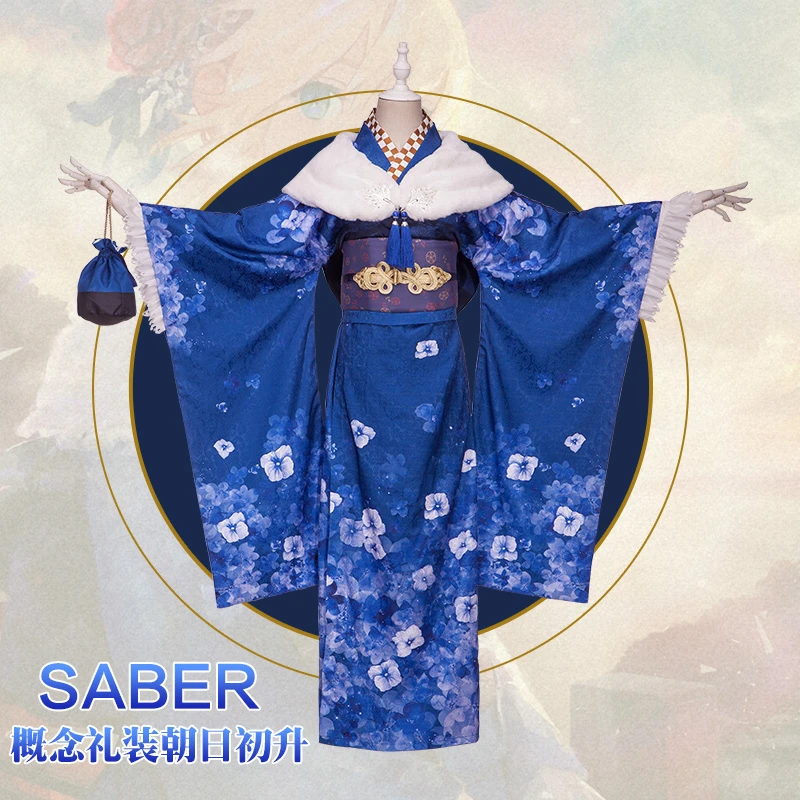 

[Per-sale] 2018 Anime Fate/Grand Order Saber Conceptual Kimono Print Cosplay Costume Full Set For Women Halloween Free Shipping.