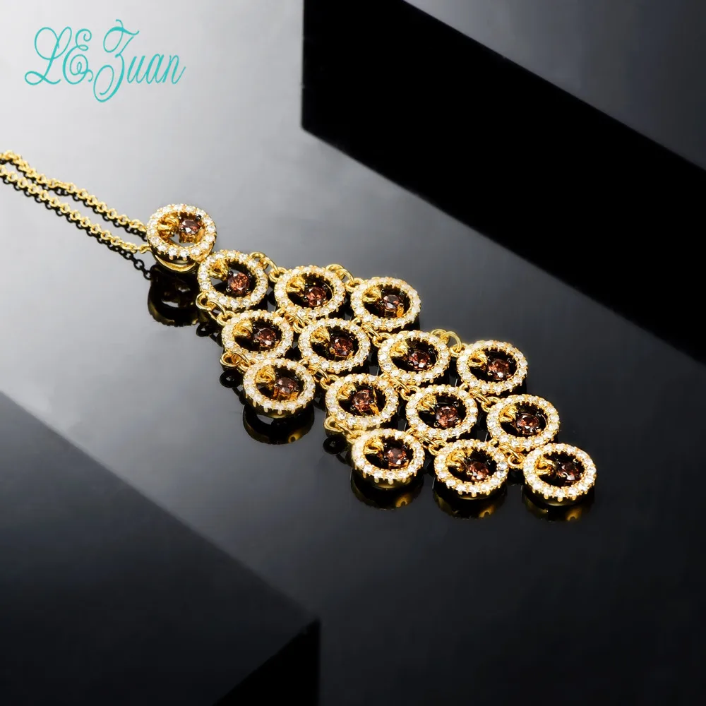 

l&zuan S925 Sterling Silver Jewelry Beautiful Red Multicolor Zircon Pendant Necklace For Women Christmas Gifts