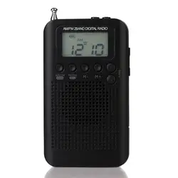 Мини ЖК-дисплей цифровой FM/AM радио динамик с функцией отображения времени 3,5 мм портативное минирадио Ручной цифровой FM динамик плеер