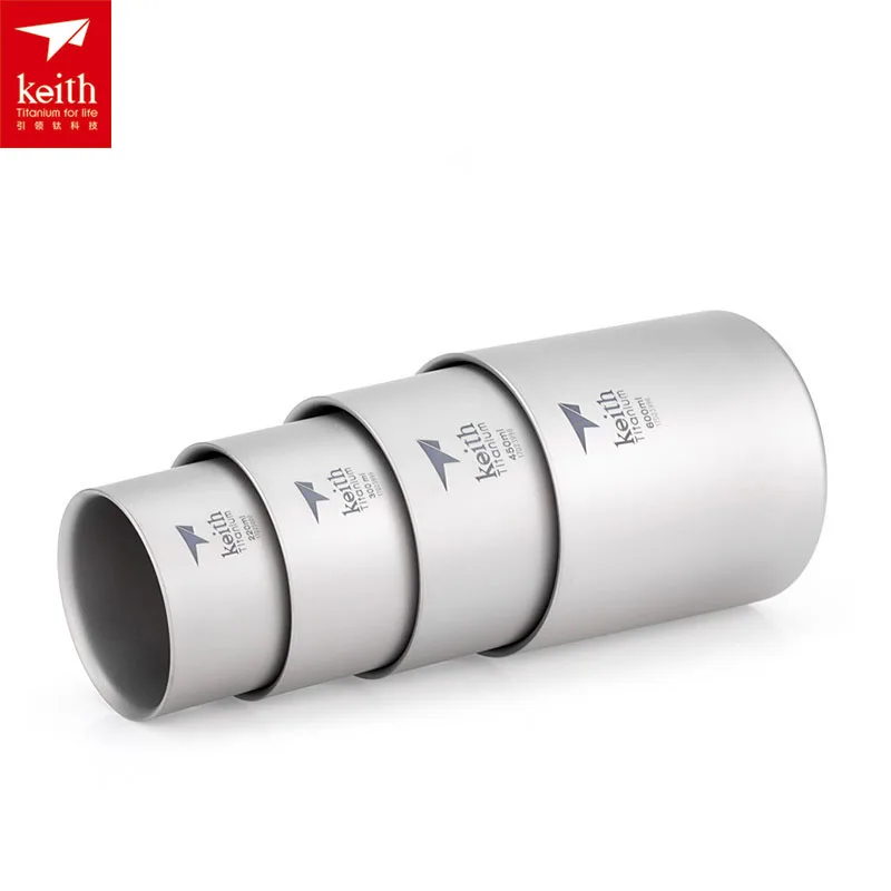 Keith 4 unids/set doble pared taza de titanio conjunto aislado al aire libre camping mochilero Tazas ti3501 Keith 4 unids/set doble pared taza de titanio conjunto aislado al aire libre camping mochilero Tazas ti3501