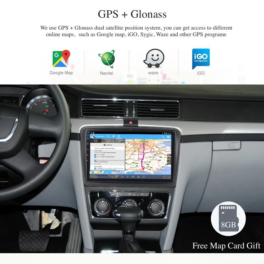 Clearance Car Multimedia 1 din GPS for Skoda Superb Radio 2008 2009 2010 2011 2012 2013 2014 Android 8.1 Navigation Free Map WIFI RDS HDMI 1