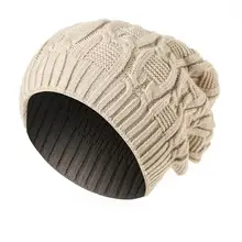 Мужская и женская мешковатая Теплая Зимняя шерстяная вязаная Лыжная шапка, одноцветная зимняя теплая шапка унисекс для бега и пешего туризма, спортивные шапки