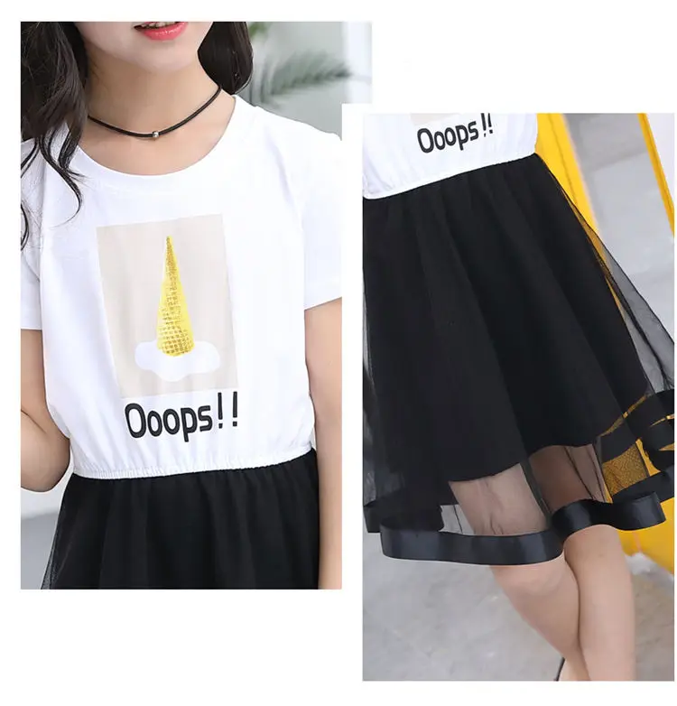 3-12 y kids girl summer dress 2019 black mesh princess dresses teenager girls dress 10 to 12 years old child clothes On Sales (2)