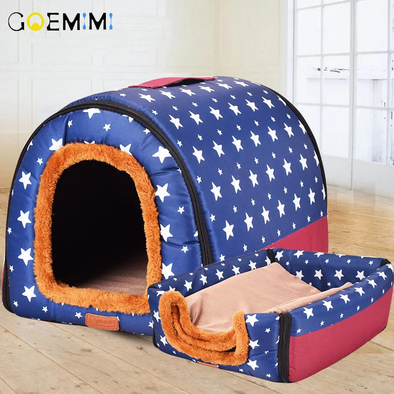

New Warm Dog House Comfortable Print Stars Kennel Mat For Pet Puppy Top Quality Foldable Cat Sleeping Bed cama para cachorro