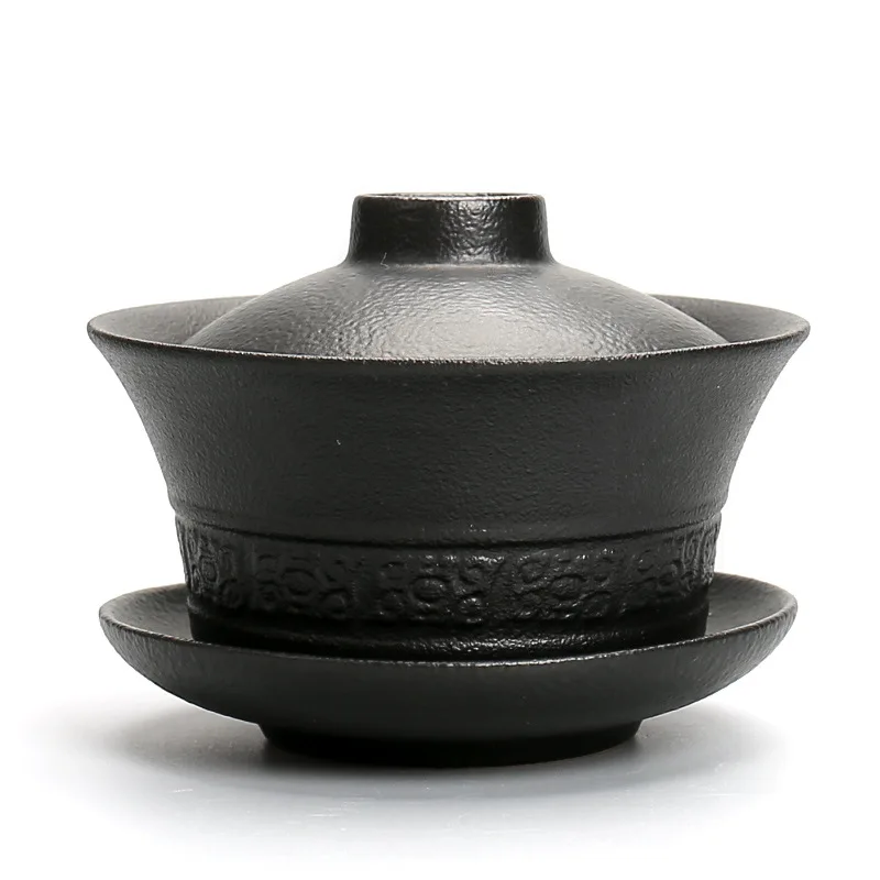 200 мл винтажный ручной работы японский черный керамический сосна гайвань чайный набор кунг-фу чайный горшок чайник чайная чашка кружка посуда для напитков - Цвет: C