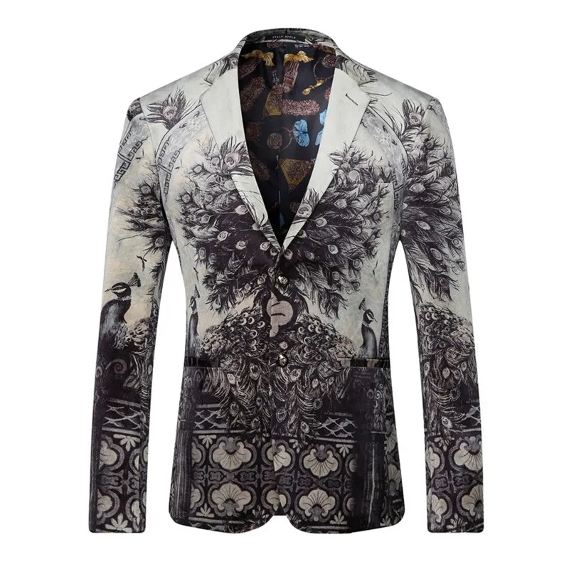 Wholesale Men Blazers And Jackets 2016 Peacock Printed Blazer Men ...