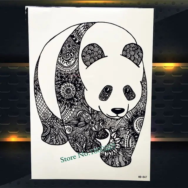 Us 089 22 Offblack Chinese Panda Temporary Tattoo For Men Women Mandala Flower Arm Tatoo Body Back Art Henna Fake Waterproof Tattoo Stickers In