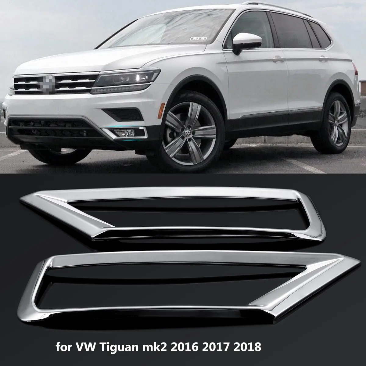 Frente do Carro Estilo do Carro para Volkswagen Luz de Nevoeiro Lâmpada Capa Guarnição Abs Chrome Decoração Adesivo vw Tiguan Mk2 2020 2 x