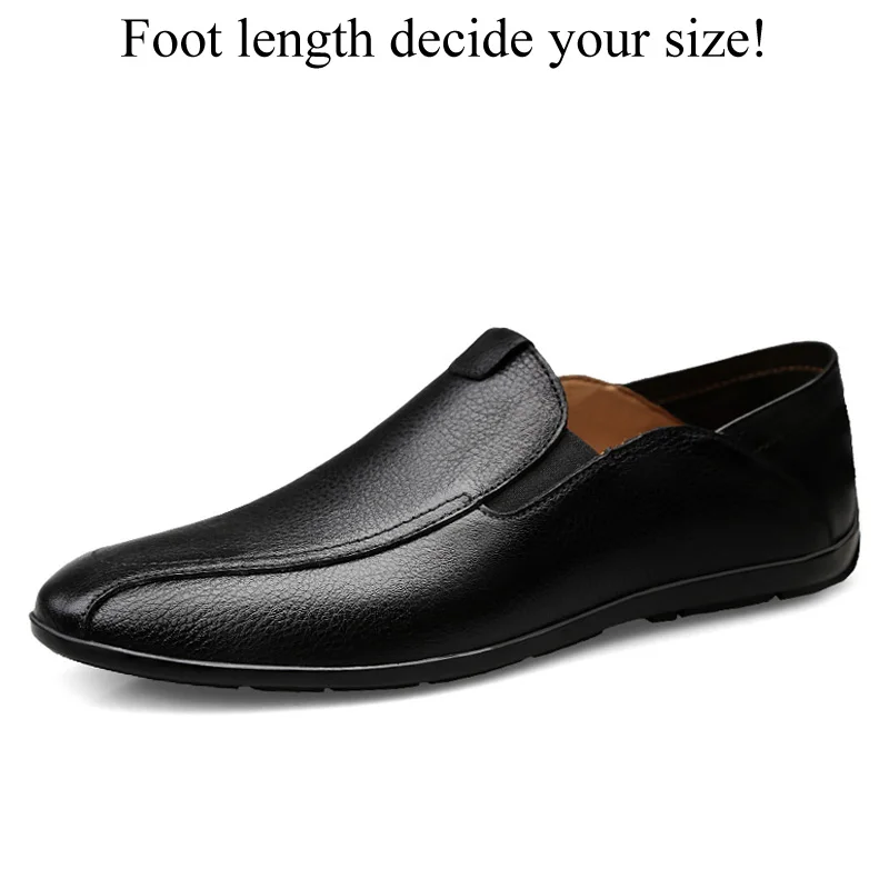 Мужские кожаные туфли ручной работы черного и коричневого цвета; Повседневная Деловая обувь для джентльменов; мужские мокасины; мягкая обувь; лоферы; большие размеры 47 - Цвет: Black