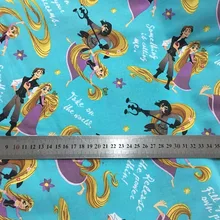 50*108 см с рисунком принцессы Рапунцель и князь хлопок Ткань DIY ткани лоскутное печатных Вышивание babytoy квилтинга Постельные принадлежности