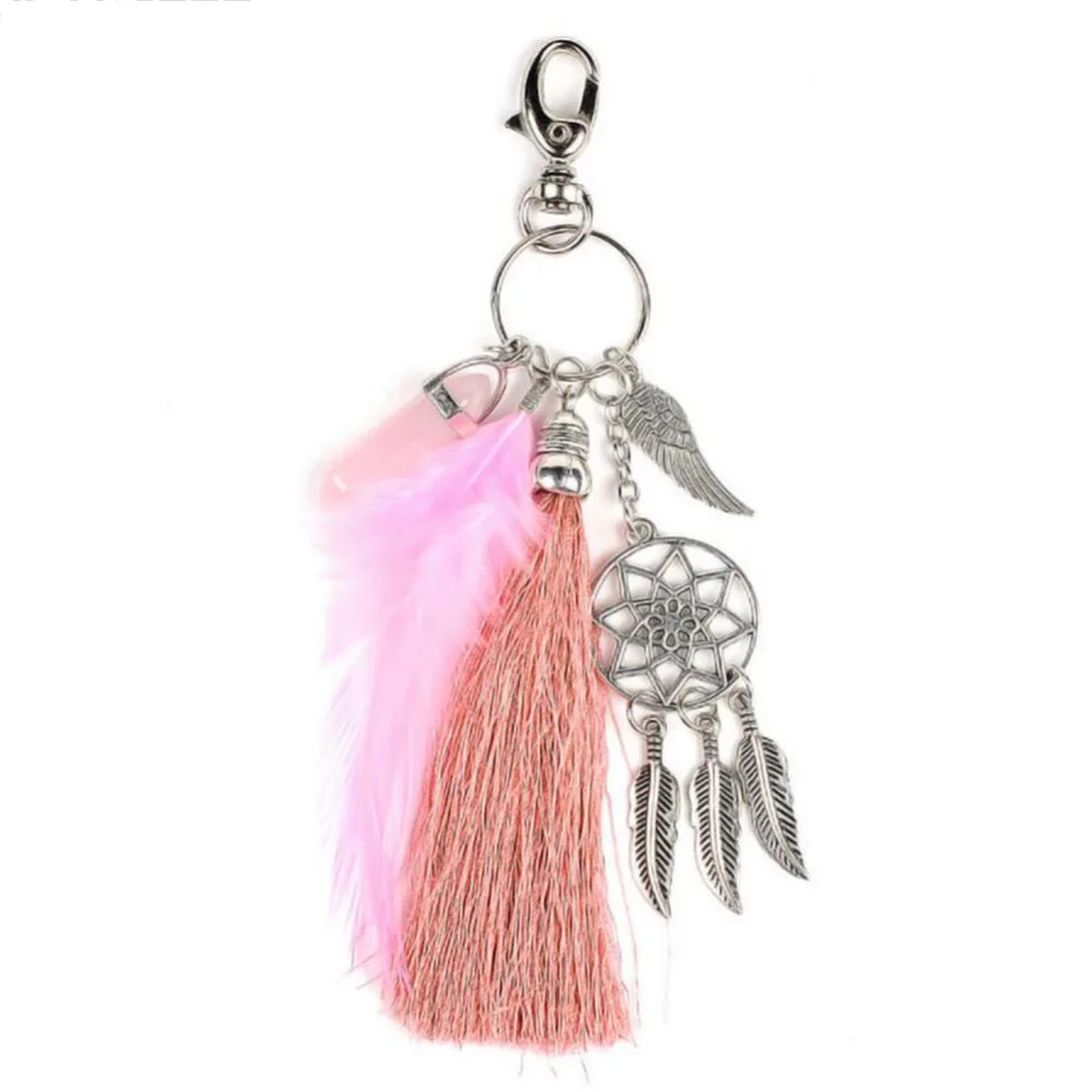 2017 Handmade Keychain Dream Catcher keyring Tassels Feather Keychain