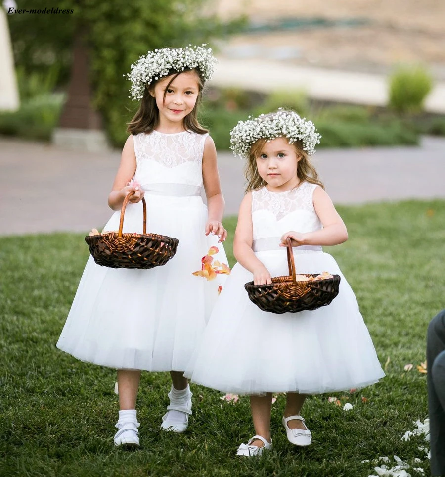 

Tea-Length Flower Girl Dress Ball Gowns Lace Princess Pageant Wedding Birthday Party Dress First Communion Party Dress