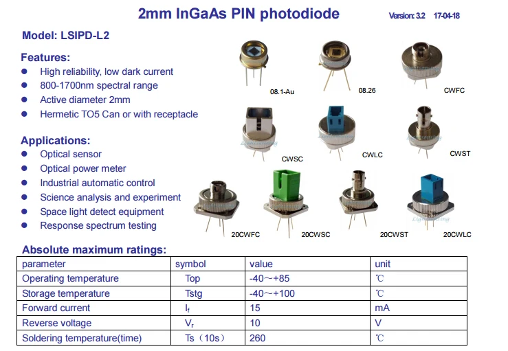 1700 нм. Ingaas Pin фотодиод типа TMC-1c31-000. Структура Pin-фотодиода на основе ingaas.. Ingaas фотодиод СПБ.