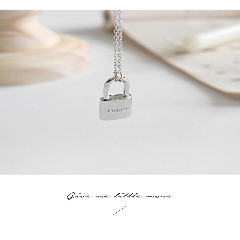 Qevila Fine Jewelry Sexy Necklace for Women Lover 925 Sterling Silver Heart PadLock Pendant Necklace lovely Charm Choker Colares (6)