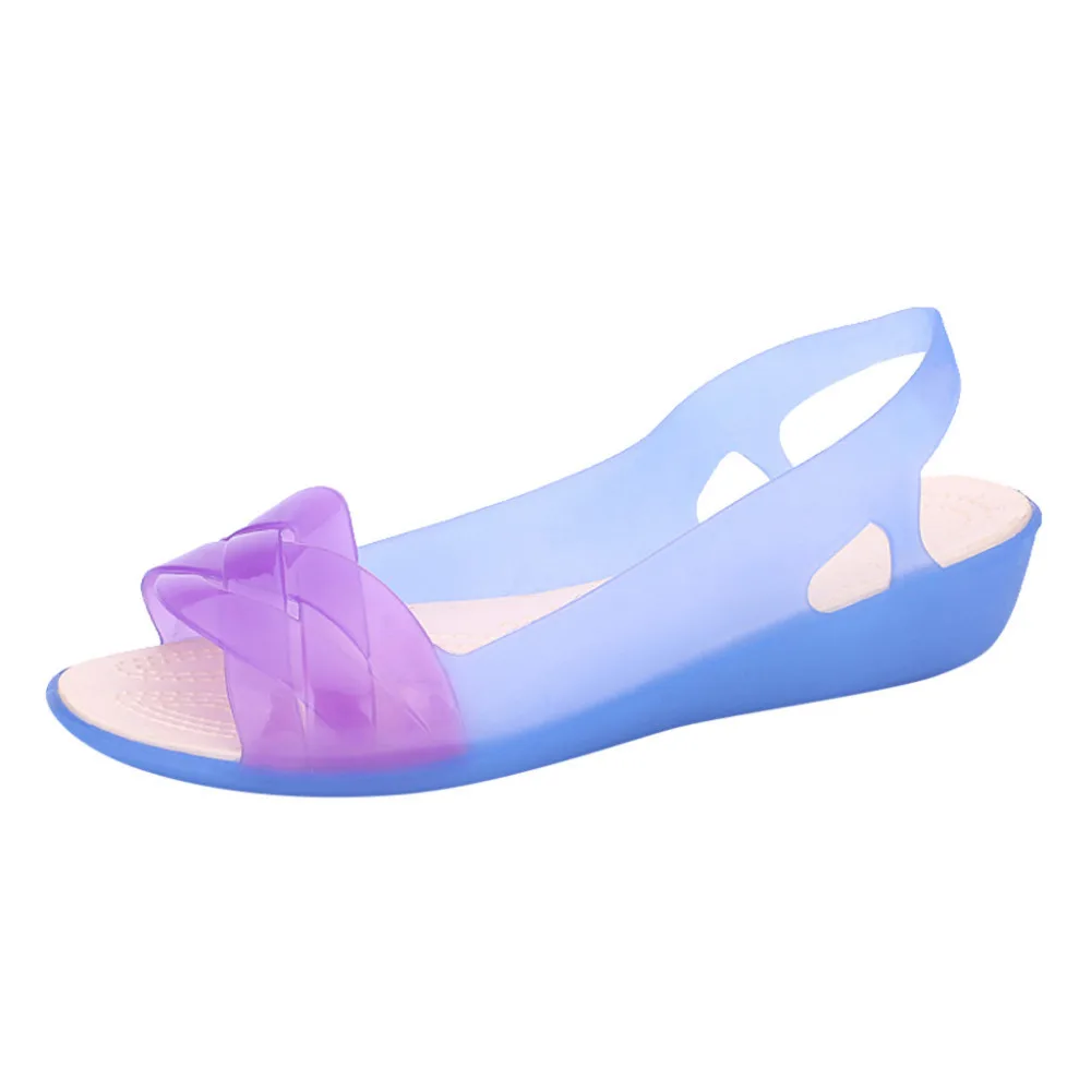 2019 women's beach sandals jelly shoes flat sandals soft color candy summer casual sandals gladiator sandals ladies 40J25 (4)