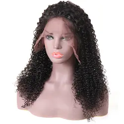 Вьющиеся волна кружево фронтальной человеческих волос парики для Для женщин бразильский человеческих волос, парики натуральный черный с