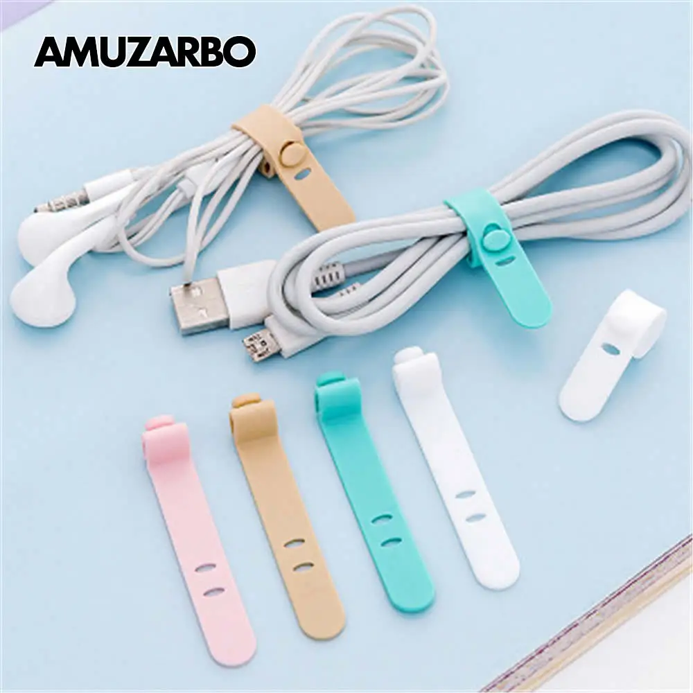

Creative cable winding device fashion simple color series silicone strap anti-loss headset to accommodate soft tape data cord