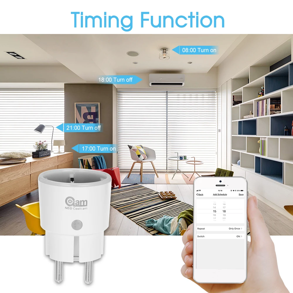 NEO Coolcam Smart power Plug умный дом розетка Голосовое управление для Amazon/Google Функция синхронизации дистанционное управление по смартфону